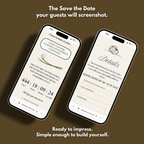 Olive Green & Burgundy Save the Date Website Template Canva | Digital Wedding Website with Voice Note + RSVP | Lace Envelope