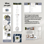 Dusty Blue Wedding Website Template with RSVP | Editable Canva Web Template | Old Money Digital Invitation & Save the Date