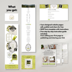 White and Green Floral Wedding Website Template with RSVP | Editable Canva Web Template | Old Money Digital Invitation & Save the Date