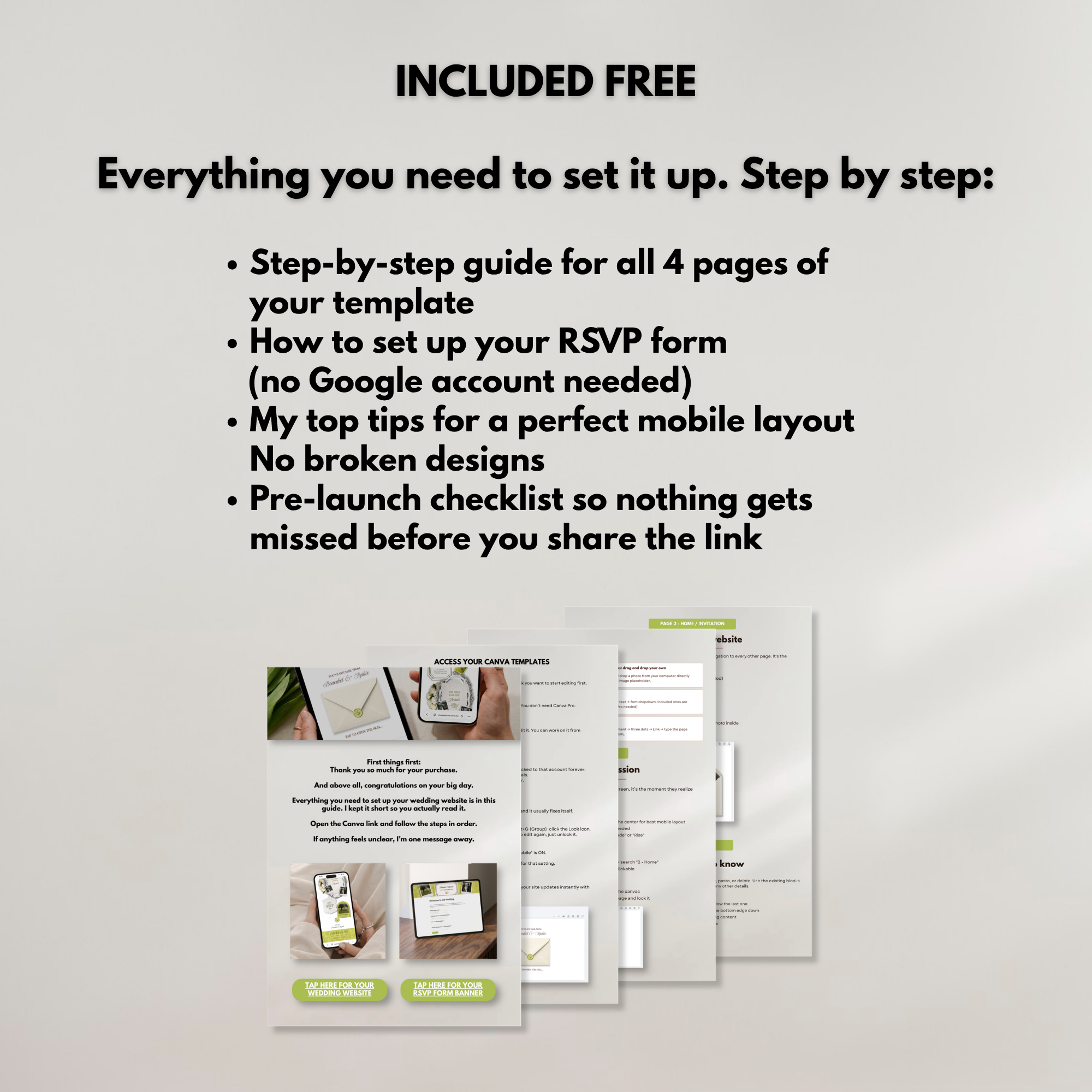 White and Green Floral Wedding Website Template with RSVP | Editable Canva Web Template | Old Money Digital Invitation & Save the Date