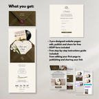 Olive Green & Burgundy Save the Date Website Template Canva | Digital Wedding Website with Voice Note + RSVP | Lace Envelope