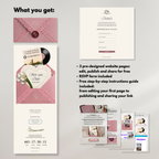 Dusty Pink Save the Date Website Template Canva | Digital Wedding Website with Voice Note + RSVP | Lace Envelope