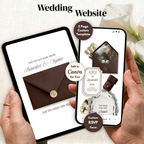 Brown & Ivory Floral Wedding Website Template with RSVP | Editable Canva Web Template | Old Money Digital Invitation Save the Date