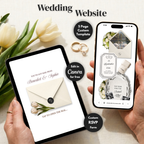 Ivory Black Green Burgundy Floral Wedding Website Template with RSVP | Canva Web Template | Old Money Digital Invitation & Save the Date