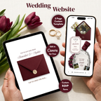 Burgundy Ivory Floral Wedding Website Template with RSVP | Canva Web Template | Old Money Digital Invitation & Save the Date