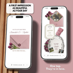 Plantilla de sitio web de boda floral borgoña, verde y rosa con RSVP | Plantilla web editable de Canva | Invitación digital Old Money para guardar la fecha