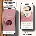 Dusty Pink Save the Date Website Template Canva | Digital Wedding Website with Voice Note + RSVP | Lace Envelope