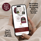 Burgundy Ivory Floral Wedding Website Template with RSVP | Canva Web Template | Old Money Digital Invitation & Save the Date