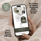 Plantilla de sitio web de boda floral blanco verde salvia con RSVP | Plantilla web editable de Canva | Invitación digital y Save the Date Old Money