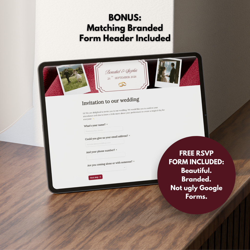 Burgundy Ivory Floral Wedding Website Template with RSVP | Canva Web Template | Old Money Digital Invitation & Save the Date