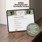 Plantilla de sitio web de boda floral blanco verde salvia con RSVP | Plantilla web editable de Canva | Invitación digital y Save the Date Old Money