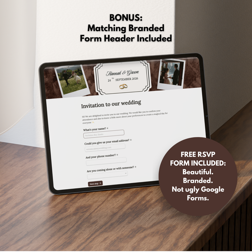 Brown & Ivory Floral Wedding Website Template with RSVP | Editable Canva Web Template | Old Money Digital Invitation Save the Date