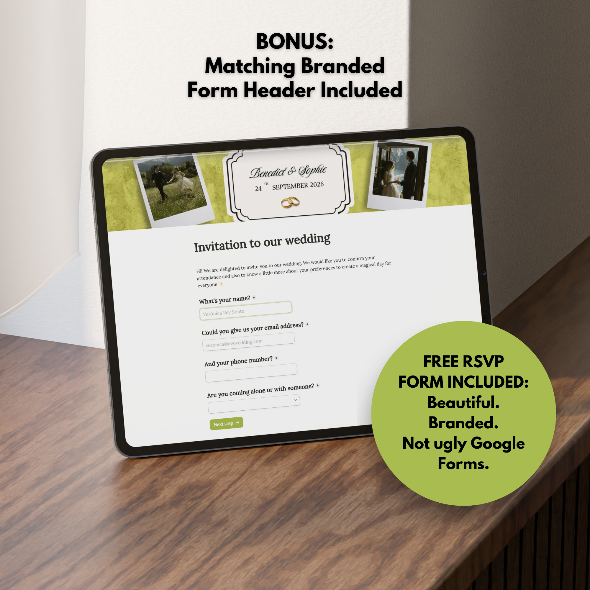 White and Green Floral Wedding Website Template with RSVP | Editable Canva Web Template | Old Money Digital Invitation & Save the Date