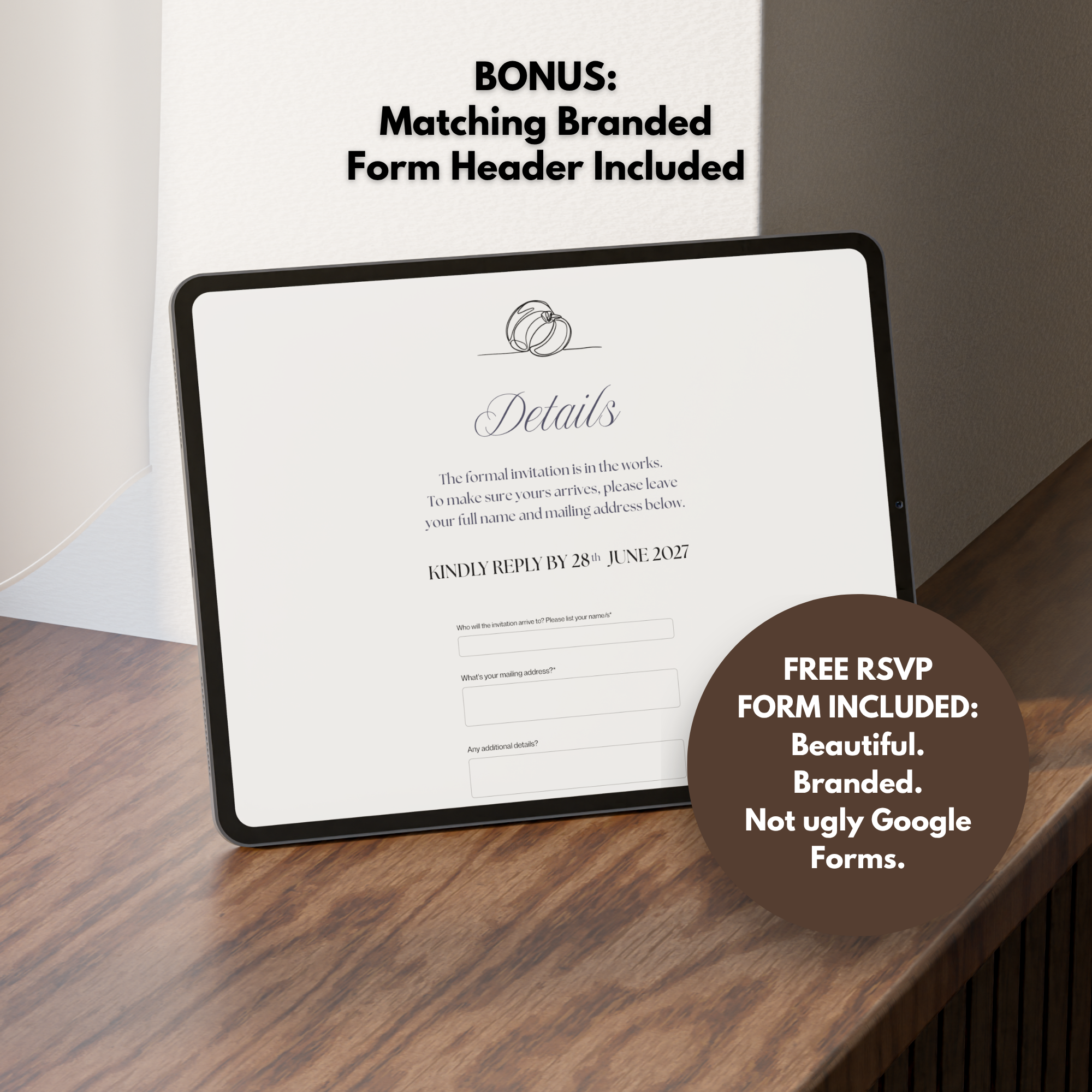 Brown Save the Date Website Template Canva | Digital Wedding Website with Voice Note + RSVP | Lace Envelope