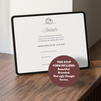 Plantilla Web de Guarda la Fecha Borgoña Marfil Canva | Web de Boda Digital con Nota de Voz + RSVP | Sobre de Encaje