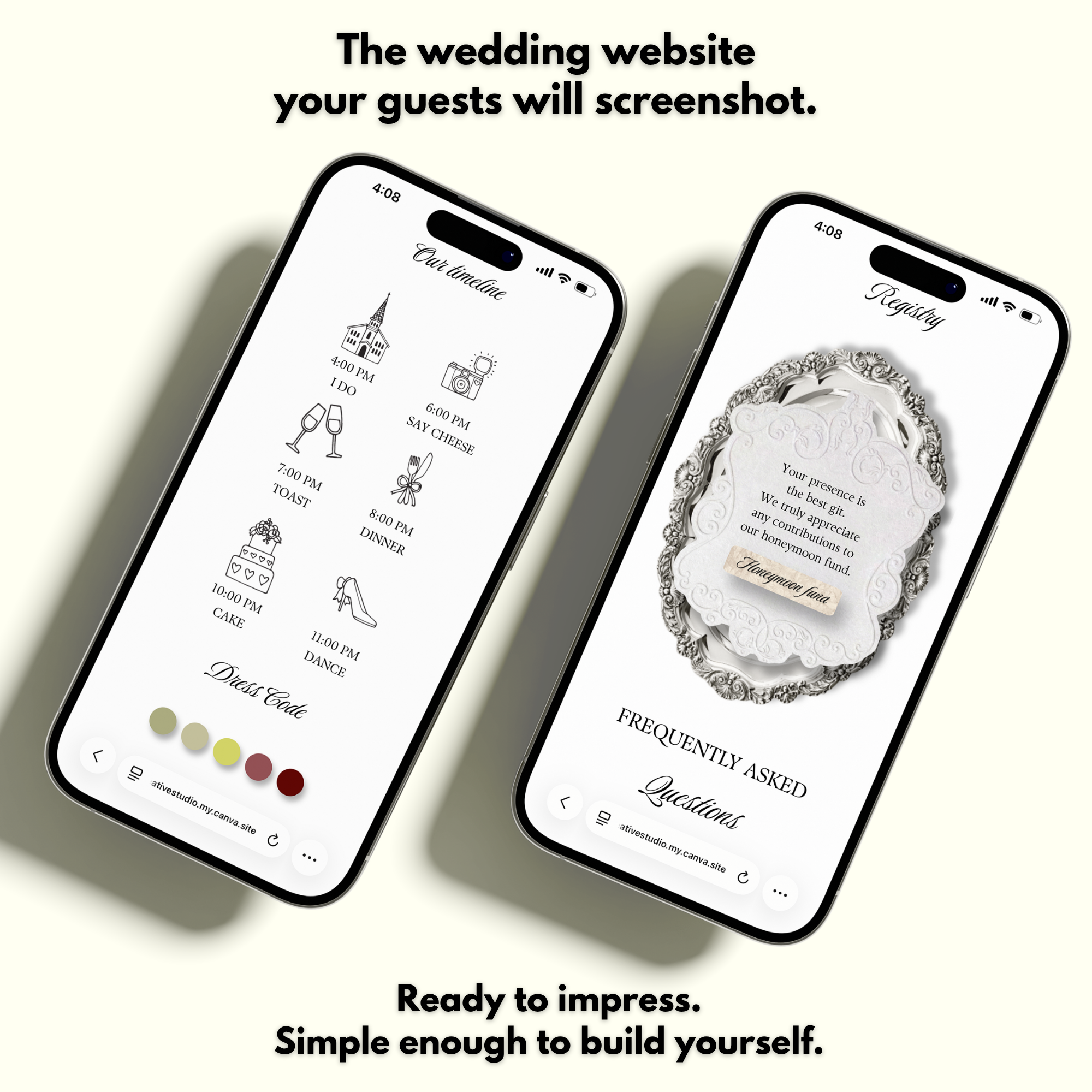 Ivory Black Green Burgundy Floral Wedding Website Template with RSVP | Canva Web Template | Old Money Digital Invitation & Save the Date