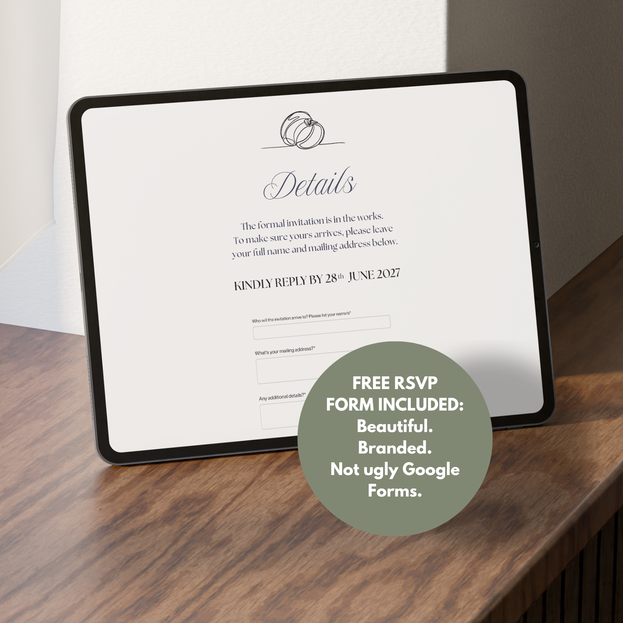 Sage Green Save the Date Website Template Canva | Digital Wedding Website with Voice Note + RSVP | Lace Envelope
