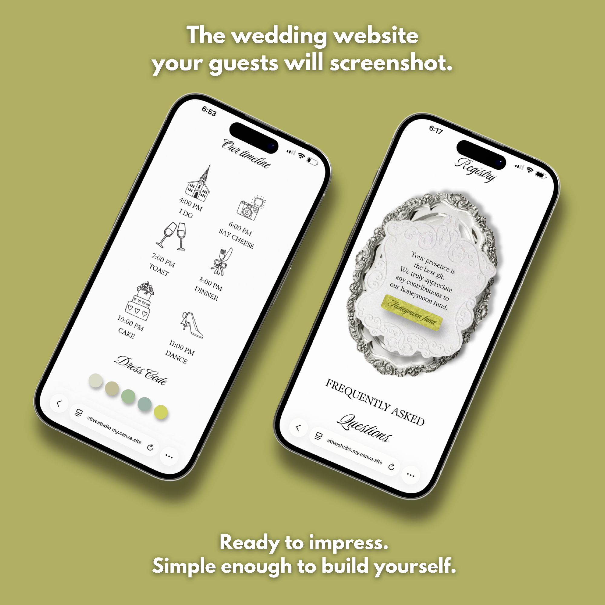 White and Green Floral Wedding Website Template with RSVP | Editable Canva Web Template | Old Money Digital Invitation & Save the Date
