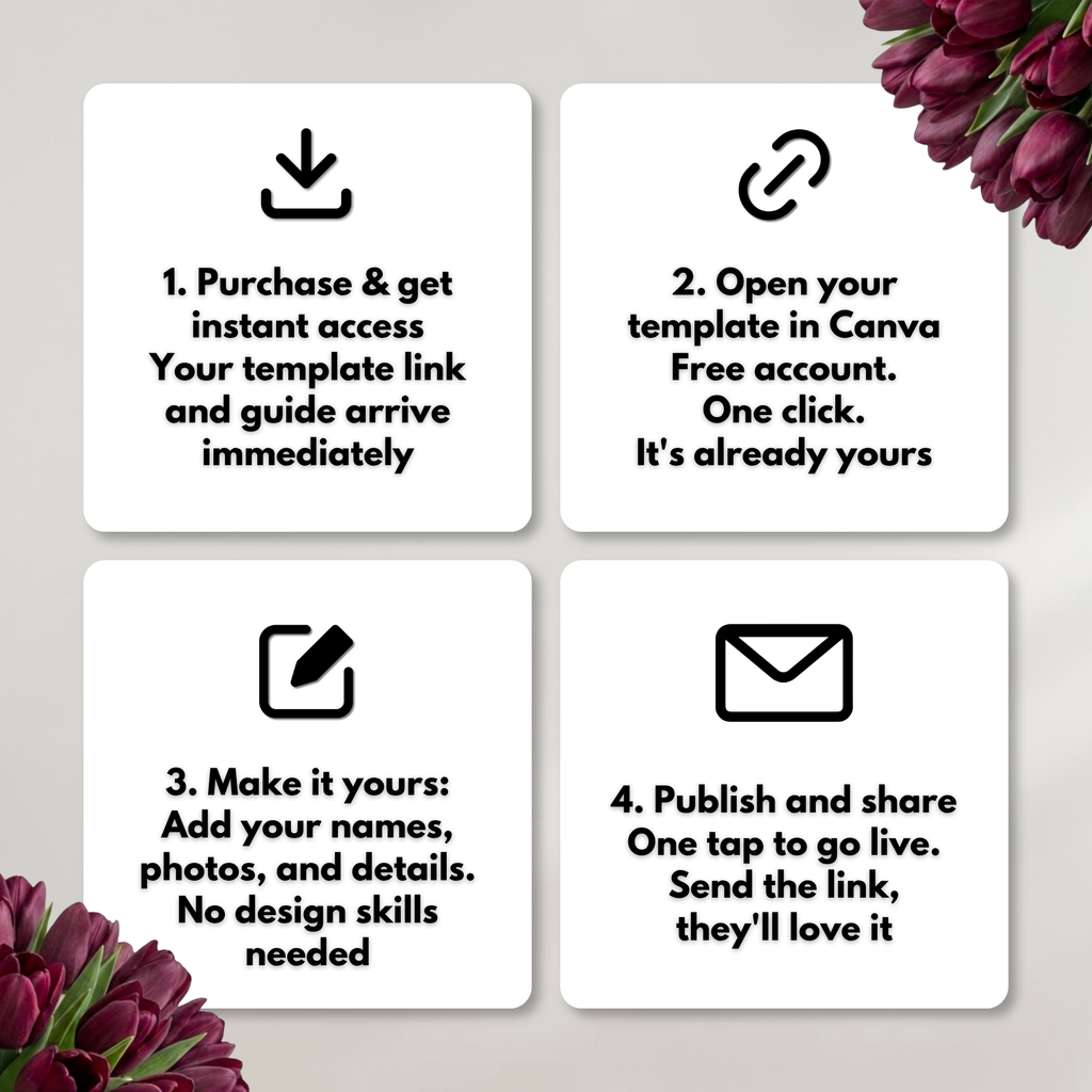 Burgundy Ivory Floral Wedding Website Template with RSVP | Canva Web Template | Old Money Digital Invitation & Save the Date