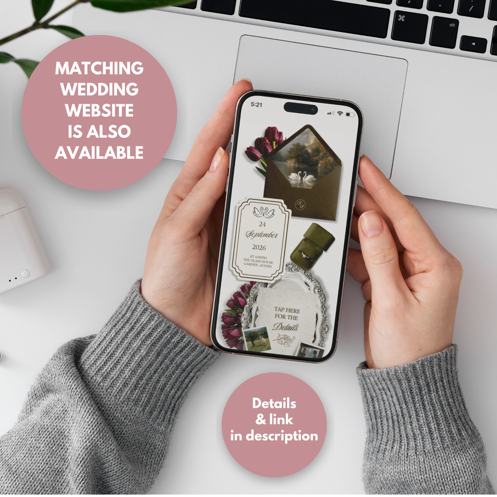 Dusty Pink Save the Date Website Template Canva | Digital Wedding Website with Voice Note + RSVP | Lace Envelope