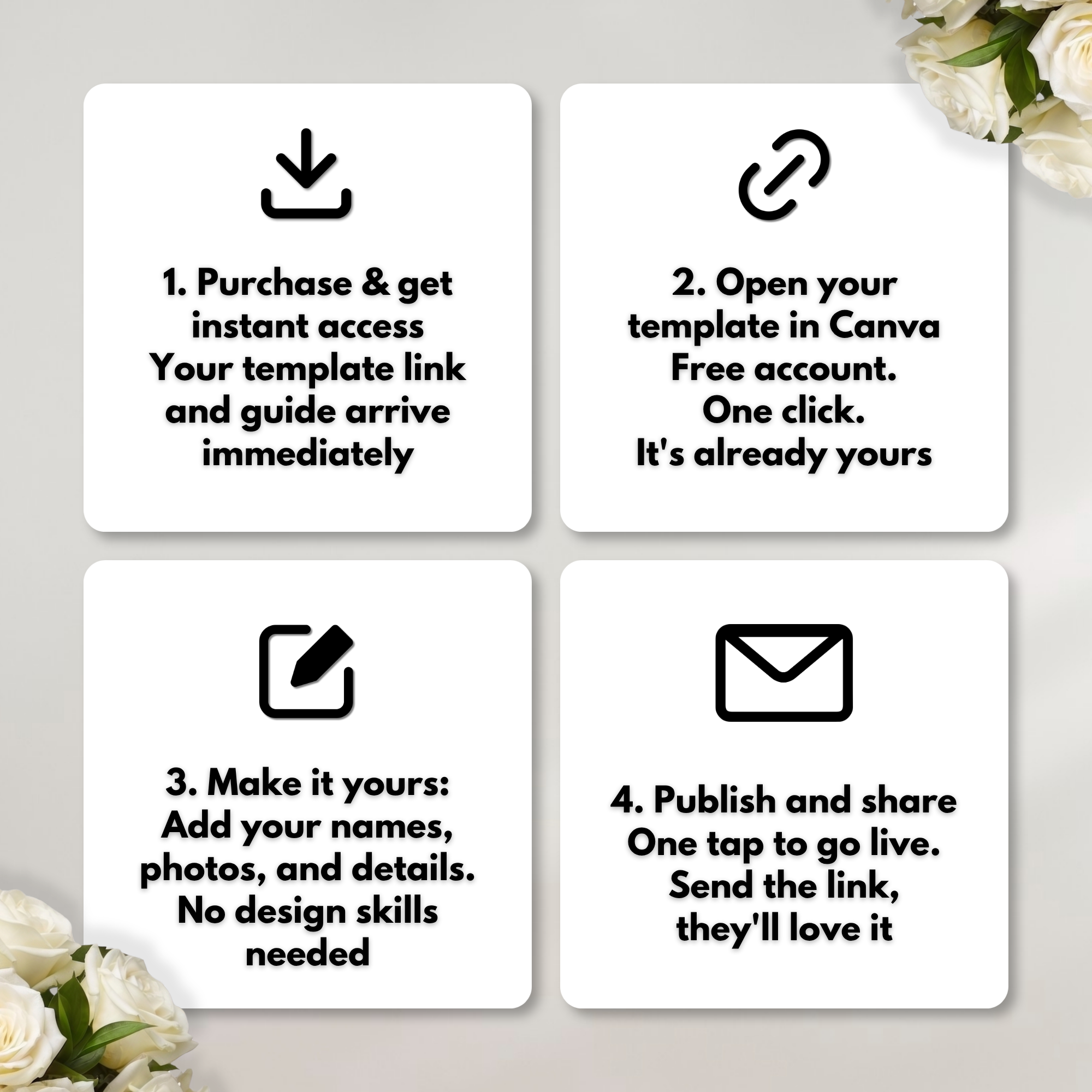 Dusty Blue Wedding Website Template with RSVP | Editable Canva Web Template | Old Money Digital Invitation & Save the Date