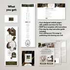 Olive Green Burgundy Floral Wedding Website Template with RSVP | Canva Web Template | Old Money Digital Invitation & Save the Date