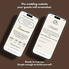 Brown Save the Date Website Template Canva | Digital Wedding Website with Voice Note + RSVP | Lace Envelope